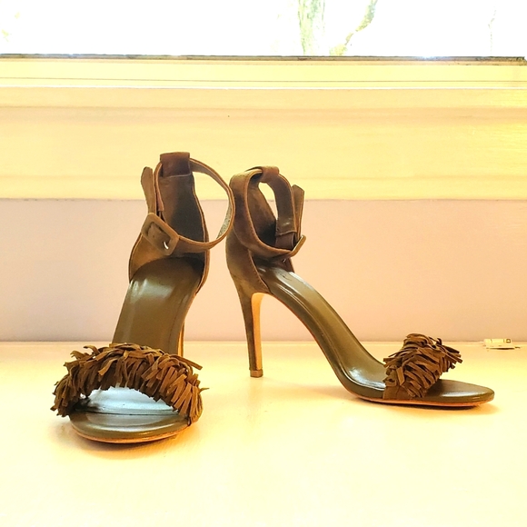 Joie Shoes - Joie Pippi suede fringe ankle strap sandal heels